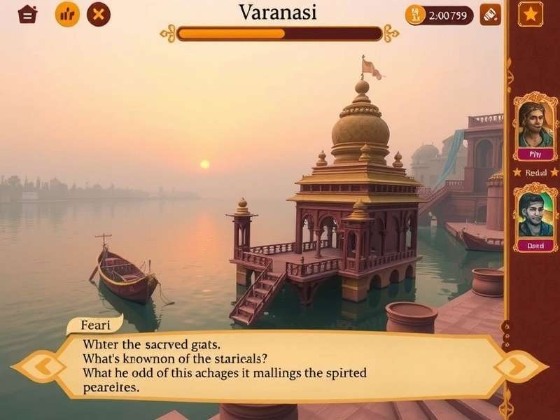 Varanasi Spiritual Guide user interface showing spiritual progression